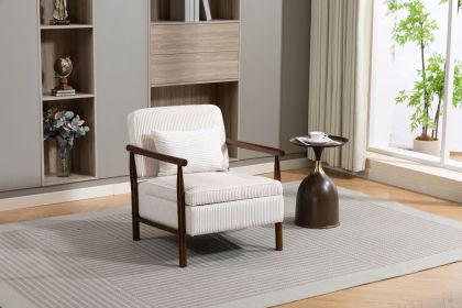 Storage Chair,Mid Century Modern Accent Chair with Wood Frame, Upholstered Living Room Chairs with Waist Cushion, Reading Armchair for Bedroom Sunroom