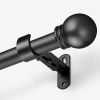 Curtain Rods for Windows 16 to 48 Inches, Curtain Rod Max Adjustable Length of 60 IN, 1" Diameter Drapery Rods Round Finials, Black, Pack of 1