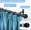 Curtain Rods for Windows 16 to 48 Inches, Curtain Rod Max Adjustable Length of 60 IN, 1" Diameter Drapery Rods Round Finials, Black, Pack of 1