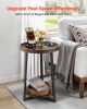 End Table, 2-Tier Round Side Table with Open Storage Shelves, Modern Nightstand Bedside Desk with USB & AC Charging Port