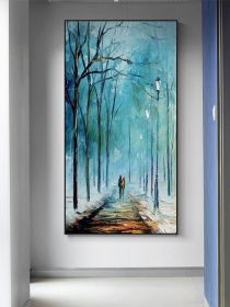 Green tree 100% Handpainted tree luxury thick gold foil oil painting on canvas Handmade ModernTextured painting decoration (size: 60X90cm)