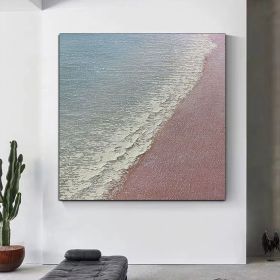100% Handmade Abstract simple pure thick ocean sea landscape modern Oil Painting Modern Living room Home Decoration (size: 80x80cm)