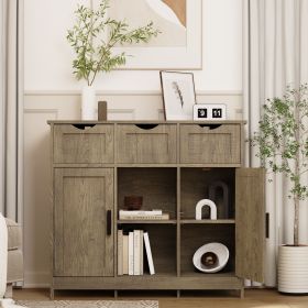 Storage Cabinets,Wooden Floor Cabinet,with Drawers and Shelves Storage Cabinets,Accent Cabinet for Living Room,Bedroom,Bathroom Furniture Home Decor (Color: Gray)