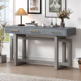 Elegant Console Table with Three Drawers, Extra Long Entryway Table for Entryway, Hallway, Living Room, Foyer, Corridor (Color: Antique Gray, Material: MDF)